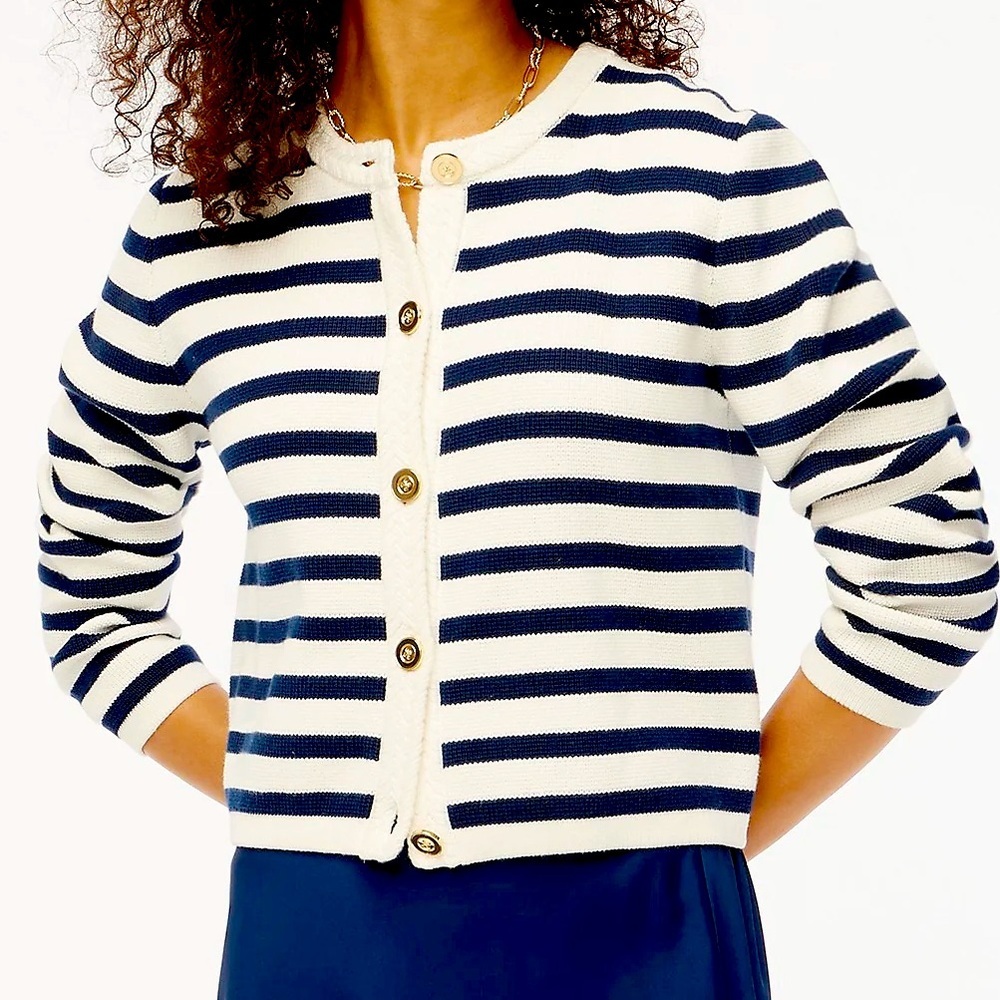 NWT | JCrew Striped cotton lady jacket cardigan sweater | Sz S